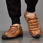 Men Hand Stitching Anti-collision Soft Casual Leather Loafers