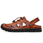 Large Size Men Hand Stitching Closed Toe Comfy Soft Leather Sandals