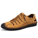 Men's Breathable Leather Large Size Stitching Hollow Out Water Shoes