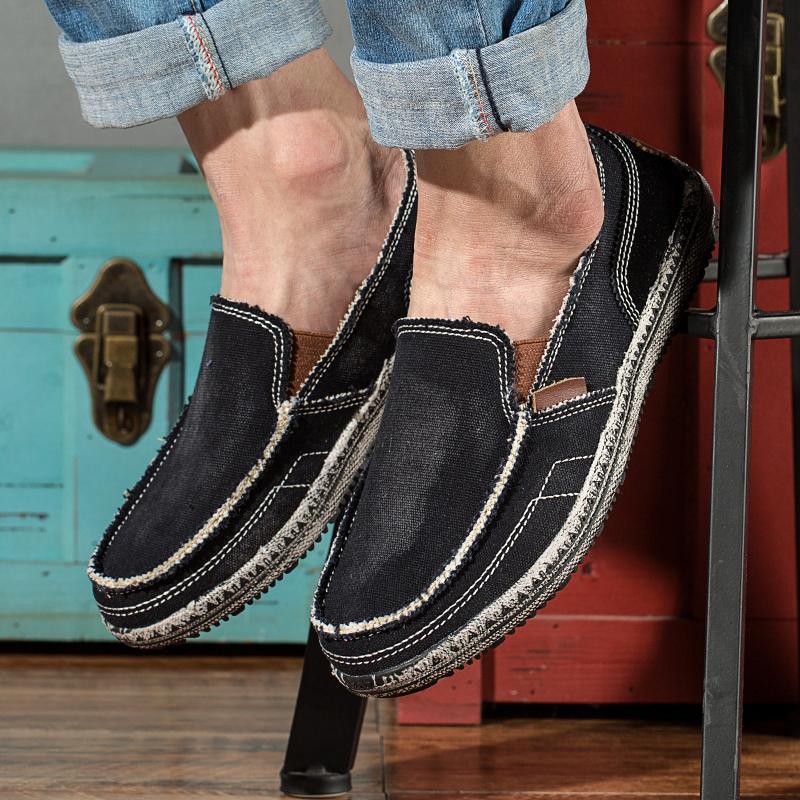 Men's Casual Canvas Denim Soft Breathable Walking Flat Loafers
