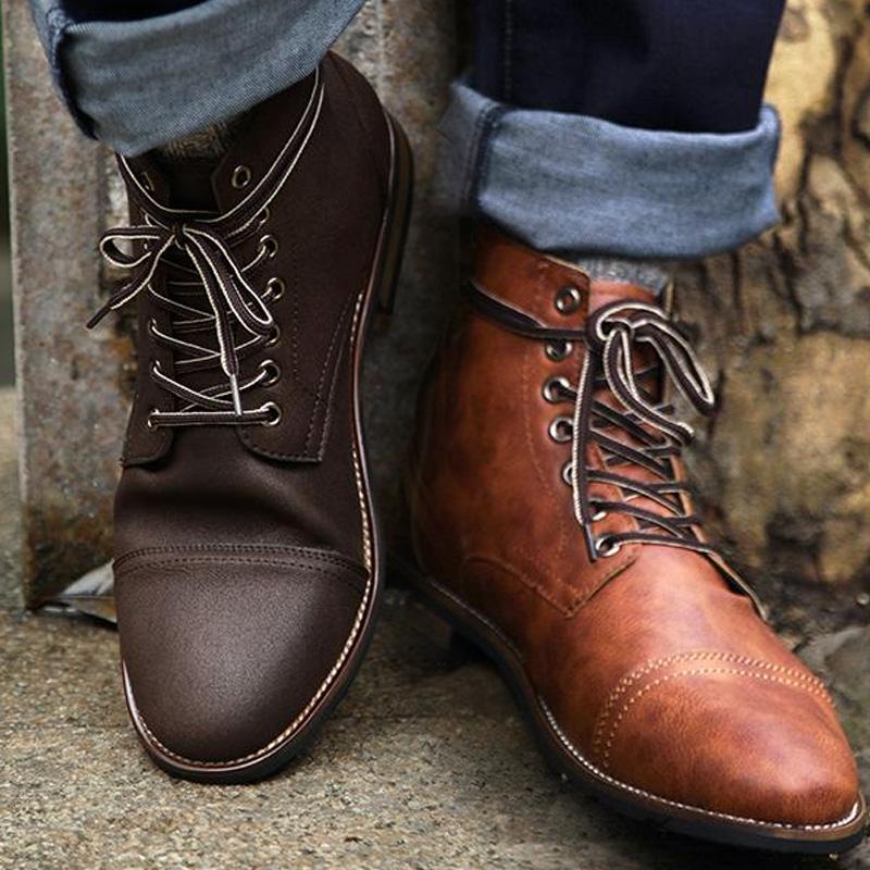 Martin Boots - Men's High-Cut Lace-up Vintage Military Boot