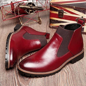 British Style Mens Ankle Boot Leather Chelsea Boots Vintage Pointed Toe Casual Dress Boots