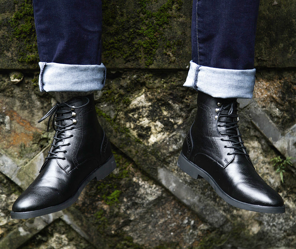 Vintage Martin Boots | Men's High-Cut Lace-up Rivet British Shoes