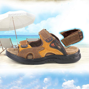 Men's Casual Cowhide Leather Suede Buckle Beach Sandals