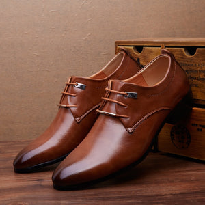 Men Leather Shoes Fashion Business Flats Lace Up Pointed Toe Oxford Shoes