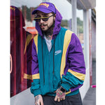 Streetwear Vintage Color Block Hooded Windbreaker Jacket