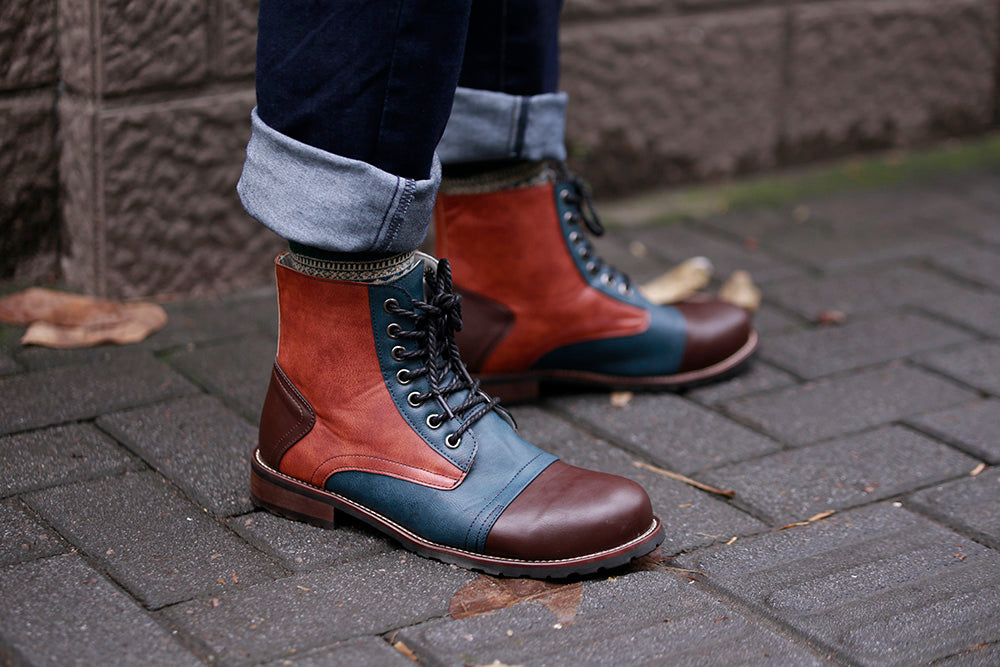Male Lace Up Warm Ankle Boots Men Pu Leather Winter Shoes